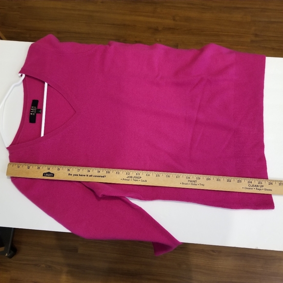 Alex Marie Cashmere Sweater Womens Large V Neck Fuchsia Pullover Ribbed Cuff Hem - Picture 5 of 7